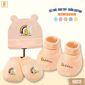 Set nón- bao tay - bao chân cho bé sơ sinh Babiboo vải cotton mềm mại, an toàn cho da BBC13