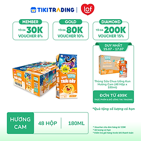 Thùng 48 Hộp Sữa Trái Cây Hương Cam KUN 180ml/hộp(có thẻ)