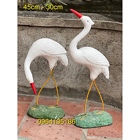 Mua Tượng đôi cò mỏ đỏ cao 45cm và 30cm gốm sứ Bát Tràng