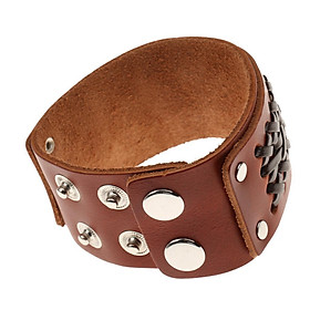 Punk Braided Mens Wide Leather Wristband Party Bangle Bracelet with Snap But
