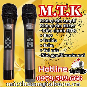 Hình ảnh Micro không dây MTK chuyên hát karaoke gia đình, micro oto, thu âm livestream, tùy chỉnh Bass,Treble trên thân mic