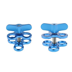 2pcs Triple Ball Clamp 3 Holes Underwater Arm Diving Bracket for Blue