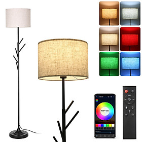 Shineslay Modern Floor Lamp with RGB+CCT LEDs Bulb Remote Controller Standing Tall Light with Clothes Rack BT Connected Phone App Control Foot Switch for Bedroom Living Room Study Room Office