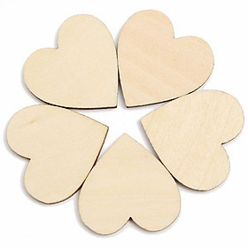 100x Wooden Love Heart Cutout Craft Cut Card Making Scrapbooking 2cm