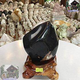 Trụ đá Mã Não xanh đen tự nhiên phong thủy DMN78 nặng 1.6kg kích thước 17x11x8cm – Vật phẩm phong thủy may mắn