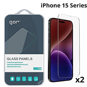 Hình ảnh Cường Lực Gor Dành Cho iPhone 15 Pro Max / iPhone 15 Pro / iPhone 15 Plus / iPhone 15, Combo 2 miếng, không viền đen - HÀNG CHÍNH HÃNG