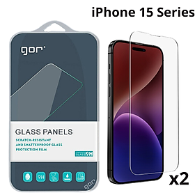 Cường Lực Gor Dành Cho iPhone 15 Pro Max / iPhone 15 Pro / iPhone 15 Plus / iPhone 15, Combo 2 miếng, không viền đen - HÀNG CHÍNH HÃNG