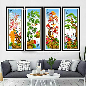 Mua Tranh thêu chữ thập tứ quý Xuân Hạ Thu Đông LV3236 - tự thêu