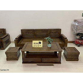 Bộ bàn ghế phòng khách, sofa 4 món gỗ sồi mẫu hiện đại