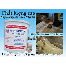 Combo Keo Polyester Resin (Nhựa Composite) Và Sợi Thủy Tinh Dùng Đúc Tượng, Làm Khuôn Mẫu, Dàn Nhựa, Độ Yên Xe, Cano.