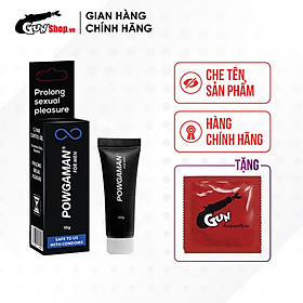 Chai 10gr Gel bôi vệ sinh nam Powgaman kèm 1 chiếc bcs Gun Super Thin