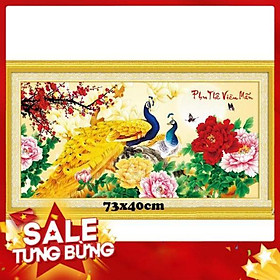 Tranh thêu chữ thập chim công 552973 73x40cm