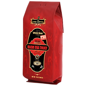 Cà Phê Hạt Rang Nguyên Chất Buôn Ma Thuột KING COFFEE - Túi 340g - Mức độ rang đậm phối trộn Arabica & Robusta