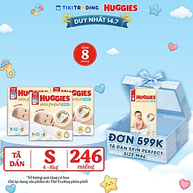 Combo 3 gói Tã/bỉm dán sơ sinh Huggies Skin Perfect S 80+2 miếng với 2 vùng thấm giảm kích ứng da