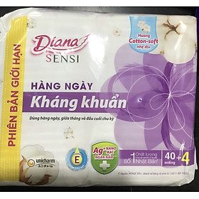 Gói Lớn 40 Miếng | Mỗi Gói Tặng Thêm 4 Miếng - 1 Gói Băng Vệ Sinh Diana Sensi Hàng Ngày Kháng Khuẩn 40 Miếng- HSD luôn mới