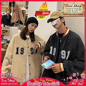 ÁO KHOÁC KAKI Nhung Gân Bomber Thêu 1997 (M2040 - Kèm Ảnh Thật)