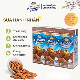 Sữa Hạt Hạnh Nhân ALMOND BREEZE vị Chocolate 180ml x 3 Hộp
