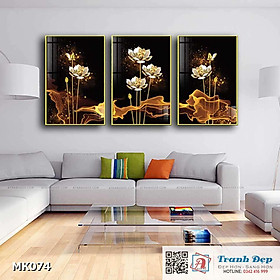 Mua Bộ 3 tranh mica cao cấp Hoa sen trắng  - MK074