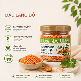 RealFood Đậu Lăng Đỏ Nguyên Hạt 500g - Nhập Khẩu Từ Canada, Dễ Chế Biến Cho Soup Salad, Eat Clean, 100% Nguyên Hạt, Phù Hợp Với Nhiều Món Ăn Dinh Dưỡng