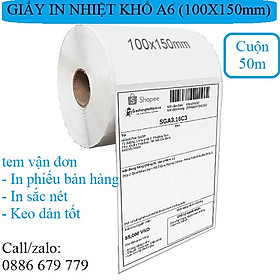 Mua Decal Nhiệt 100x150mm - Giấy in mã vạch tem nhãn 100x150 mm (cuộn 50 mét)  tem nhãn TMĐT100x150mm (cuộn 50m)