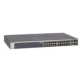 Bộ Chia Mạng Gắn Rack 24 Cổng 10/100/1000M Với 2 Cổng 10G RJ45 và 2 Cổng Quang 10G SFP+ S3300 Gigabit Ethernet Stackable Smart Managed Pro Switch Netgear GS728TX - Hàng Chính Hãng