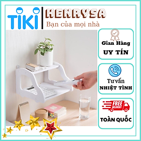 Kệ trang trí mini gắn tường 2 tầng đựng wifi, đầu thu,.... nhỏ gọn tiện dụng - Henrysa