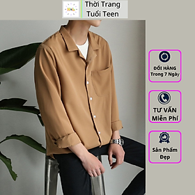 Áo Sơ Mi Form Rộng Unisex Nam Nữ Tay Dài Hàn Quốc Kiểu Cổ Vest Cổ Ve Áo Khoác Ngoài Vải Lụa Mềm Mịn - SMV01