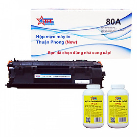 COMBO Hộp mực Thuận Phong 80A / 05A (TỰ NẠP) + 2 lọ mực đổ TP03 dùng cho máy in HP M401/ M425/ P2035/ P2055 / Canon LBP 251/ 6300/ MF411/ 5980 – Hàng Chính Hãng