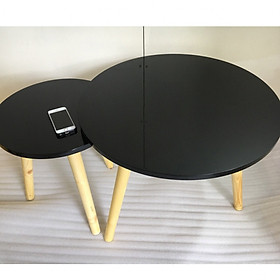 Pk - Cặp bàn tròn đen sofa 60-40, bàn trà, bàn cafe, coffee, cà phê, bàn salon, sopha