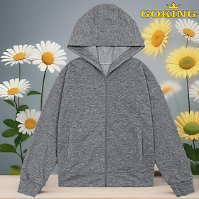 Áo khoác chống nắng GOKING, vải da cá dày 100% cotton thoáng mát, thấm hút mồ hôi, khử mùi, kháng khuẩn, chống tia UV dành cho nam nữ, trẻ em