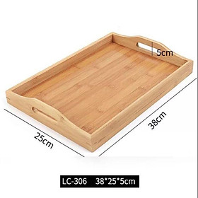Mua Khay trà tre cao cấp 25*38cm - Khay gỗ trang trí  thớt gỗ decor đựng đồ ăn  khay trà lớn hình chữ nhật trang trí
