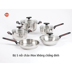 Mua iMAT chính hãng: bộ 5 nồi chảo inox không chống dính gồm quánh 18| nồi 20| nồi 24| chảo chiên 24| Chảo xào 24cm