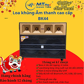 Mua Loa tủ điện MTMax BK44 - loa kéo di động ngoài trời bass 4 tấc đôi ngang  4 treble - Loa khủng long công suất cực lớn đến 6500W - Kèm 2 micro không dây UHF - Đầy đủ kết nối Bluetooth  AV  USB  TF card  TWS