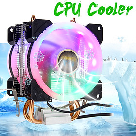 CPU Cooler 2 Heatpipe 2x RGB Fan 4Pin For Intel 775/1150/1151/1155/1156/1366 AMD