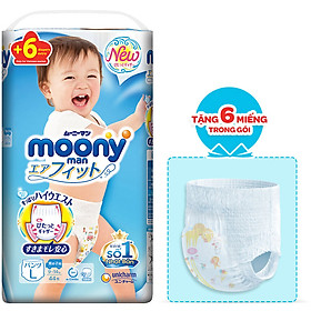 Tã Quần Cao Cấp Moony Nhật Bản Bé Trai L44 44 Miếng - Tặng 6 miếng trong