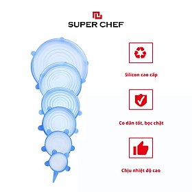 Mua Bộ Nắp Silicon Super Chef Thay Thế Màng Bọc Thực Phẩm Siêu Tiện Lợi (6 cái/bộ)
