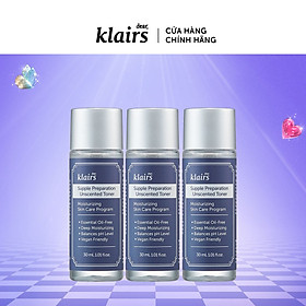 Combo 3 Dear, Klairs nước hoa hồng Supple Preparation Unscented Toner 30ml