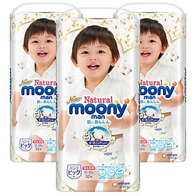 Combo 3 Bịch Tã Bỉm Moony Natural Bông Organic Cao Cấp Full Size