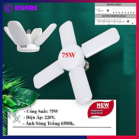 Bóng Đèn LED Hình 4 Cánh Quạt KUNBE, Nhiều Công Suất 30W/45W/60W/75W Siêu Sáng, Tiết Kiệm Điện