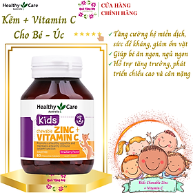 Kẽm cho bé Úc Healthy Care Kids Chewable Zinc + Vitamin C Hỗ trợ tăng trưởng, phát triển sức khỏe và hệ thống miễn dịch cho trẻ - QuaTangMe Extaste