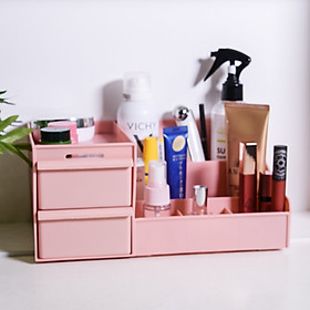 Kệ đựng mỹ phẩm 2 tầng mini, hộp đựng đồ trang điểm, makeup bằng nhựa