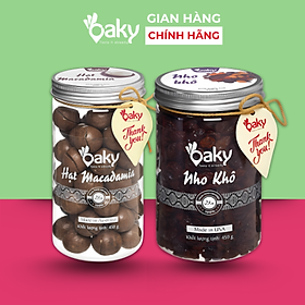 Quà Tặng Oaky - Combo Hạt Dinh Dưỡng Cao Cấp - Hạt Macca, Nho Khô Size lớn (450gram) - Tặng Túi Giấy Sang Trọng