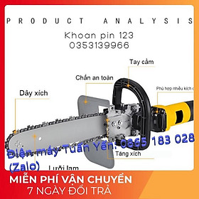 Mua Bộ lưỡi cưa xích gắn máy mài  máy cắt cầm tay 11.5 inch cho máy M10 - M13 có hộp tra nhớt