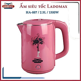 Mua Ấm siêu tốc 2 lớp 2.5L Ladomax HA-887 Công suất 1500W  lòng inox 304 nguyên khối  đun nước sôi nhanh - Hàng chính hãng