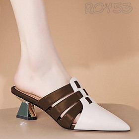 Giày sục phối màu cao cấp ROSATA RO453 4p - Màu kem nâu