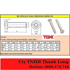 Mua Bulong LGC chỏm cầu inox 201 M12 (Túi 50