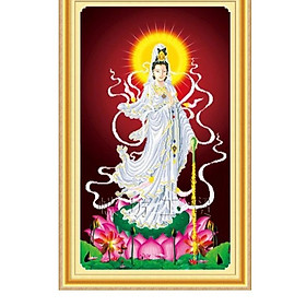 Mua tranh thêu chữ thập Quan Âm 60x96cm - chưa thêu