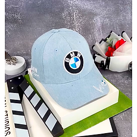 Nón kết xe, mũ lưỡi trai tem xe BMW vải Jean đẹp chuẩn thời trang