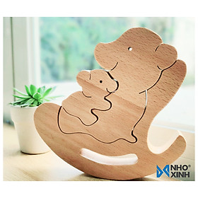 Mô Hình Ghế Bập Bênh Gấu Mẹ Và Con - Vật dụng trang trí - Nhãn hiệu Nhỏ & Xinh, xuất xứ Việt Nam - Vật phẩm trưng bày phòng khách, phòng làm việc, học tập - Thích hợp làm quà tặng, quà lưu niệm
