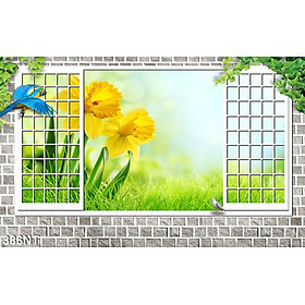 TRANH DÁN TƯỜNG 3D CỬA SỔ PHONG CẢNH ĐẸP 386NT - TRANH DÁN TƯỜNG HÌNH Ô CỬA SỔ NHÌN RA PHONG CẢNH